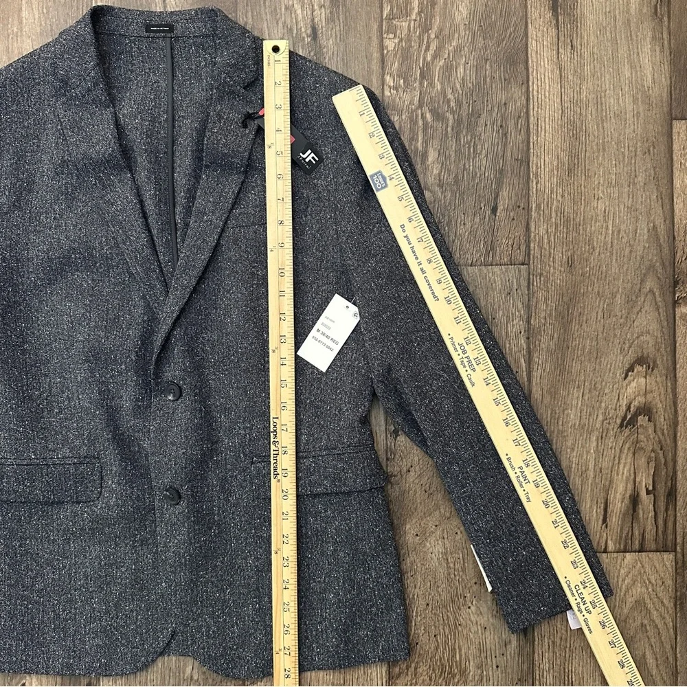 JF J. Ferrar Slim Fit Sport Coat Suit Blazer Mens Size 38/40 Reg Black Text